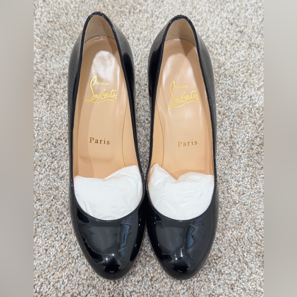 Elegant Christian Louboutin Black Patent Leather Heels
